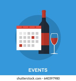 Flat Vector Illustration of an Events Design Concept