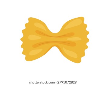 Flat vector illustration of farfalle pasta isolated on white background, simple Italian bow tie pasta icon in modern minimal style for cooking, menu and culinary themes.