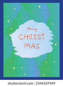 Flat vector illustration featuring a Christmas tree decorated with colorful ornaments. The word Merry CHRISTMAS is displayed in bold, isolated on a blue background, evoking a festive holiday mood.