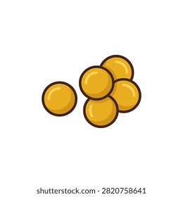 A flat vector illustration featuring a group of round yellow pills or sweet candy spheres arranged in a loose cluster on a plain white background