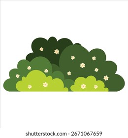 Uma ilustração vetorial plana com um arbusto verde exuberante com folhagem densa, perfeito para fundos naturais de verão e projetos de arte ao ar livre.