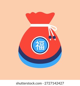 Ilustración vectorial plana de una bolsa de dinero de la suerte festiva