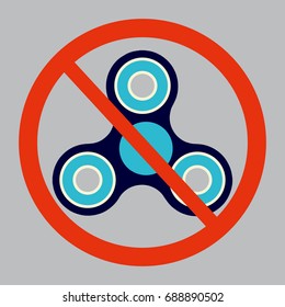 Flat Vector illustration of fidget spinner prohibition. No Spinner or fidget spinner not allowed sign.