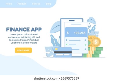 Flache Vektorgrafik von Fintech- und Mobile-Finance-Apps. Konzept für Website-Vorlagen, Landingpages und moderne digitale Banking-Technologielösungen für Online-Plattformen.