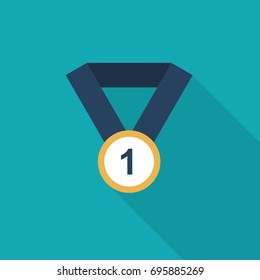 Flat Vector Illustration of a First Place Medal