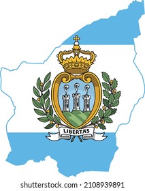 Flat vector illustration flag map of the Republic of SAN MARINO