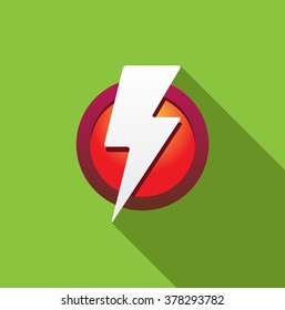 Flat vector illustration of flash on color background with long shadow effect