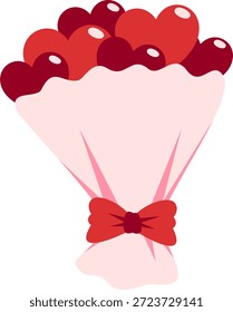 Ilustración vectorial plana de un ramo de flores que expresa amor y romance, ideal para el día de San Valentín y diseños de bodas.