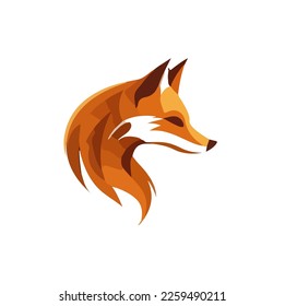 Flat vector illustration of fox portrait isolated on white background