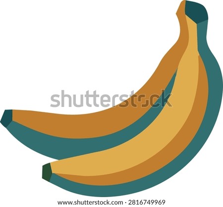 Flat Vector Illustration of Fresh Yellow Banana Cluster Bunch