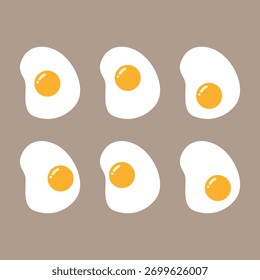 Flat vector illustration of fried eggs with bright yolk and white shape. Perfect for breakfast themes, cooking icons, menu designs, and minimal food collections.