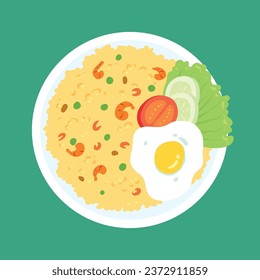 flat vector illustration of fried rice that looks delicious