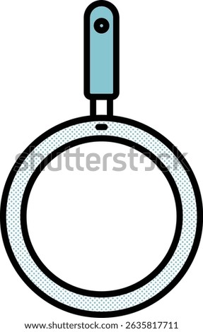 Flat vector illustration of a frying pan with handle, isolated on white background, simple kitchen utensil concept