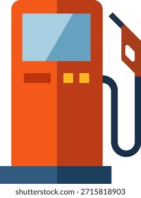 Ilustración vectorial plana de una gasolinera. Representa servicios de combustible, gasolina, suministro de energía e infraestructura de transporte.
