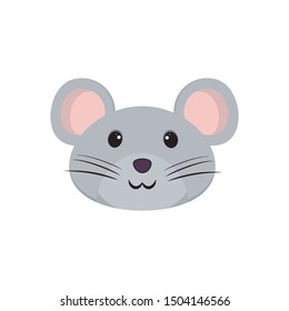 Flat vector illustration. Funny cartoon mouse.