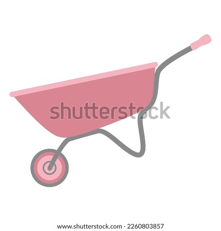 flat vector illustration of garden wheelbarrow, tools and inventory for work in garden isolated on white background