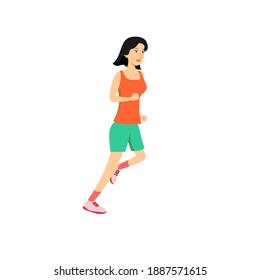 flat vector illustration girl jogging