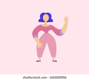 Flat Vector Illustration. The Girl On the Pink Background . Cute Woman Flat Design. You Can Use It For Present Some Feelings On Your Website