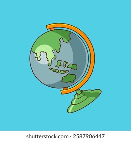Flat Vector Illustration of a Globe with Asia-Pacific View