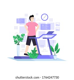 Flat vector illustration of go on a diet with regular exercise every day and maintain a healthy diet for landing page, ui, mobile app and website