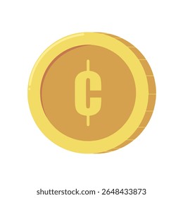 Flat Vector Illustration of a Gold Cent Coin Icon