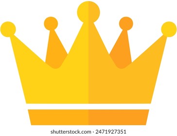 A flat vector illustration of golden crown isolated on white background.