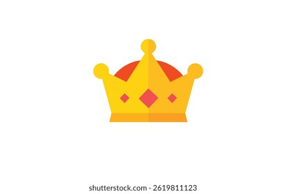 A flat vector illustration of golden crown isolated on white background.