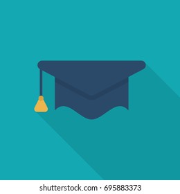 Flat Vector Illustration of a Graduating Hat