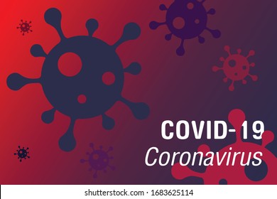 Flat vector illustration graphic concept dangerous virus background of Covid-19 Coronavirus typography. World Health organization WHO introduced new official name for Coronavirus disease COVID-19