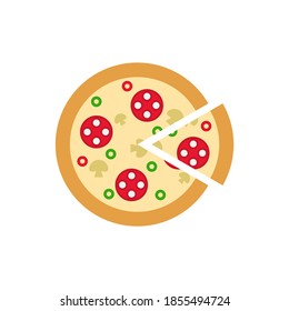 Flat vector illustration graphic of pizza sliced isolated on white background