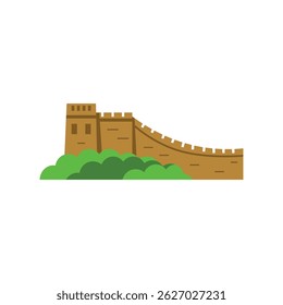 Flat vector illustration of the Great Wall of China in a clean and simple design style.