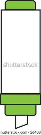 Flat Vector Illustration of Green Highlighter Pen for School Supplies, Office Tools, Stationery Design and Education Icon Concepts