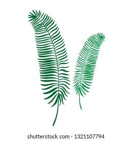 Flat vector illustration with green leaves. Jungle leaves. Tropic leaves. Flat illustration with jungle leaves