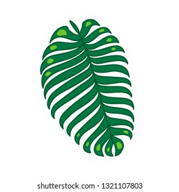 Flat vector illustration with green leaves. Jungle leaves. Tropic leaves. Flat illustration with jungle leaves