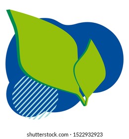 Flat vector illustration with green leaves. Modern ecology illustration.  Vegetarian icon
