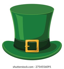 Flat vector illustration of green leprechaun hat on white background ideal for holiday celebration Irish culture and festive concepts