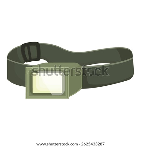 Flat vector illustration of a green military belt with a secure buckle, isolated on white background