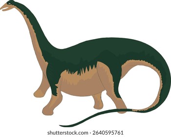 Flat vector illustration of Green Spinosaurus Dinosaur.