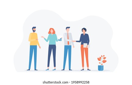 Flat vector illustration Group business people team meeting concept and cartoon character design