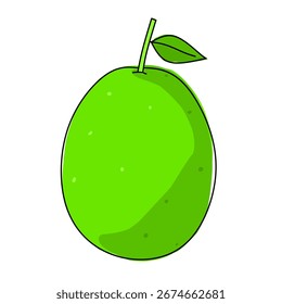 Ilustración vectorial plana de la fruta de la guayaba con la rebanada, aislada en el fondo blanco, perfecto para el diseño tropical de la comida, marca orgánica del producto, y conceptos saludables de la nutrición.
