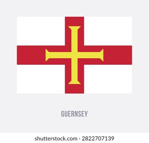 Flat vector illustration of the Guernsey flag with red cross and yellow Norman cross for island territory symbol design.