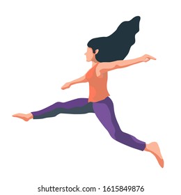 Flat vector illustration of a gymnast woman, white background