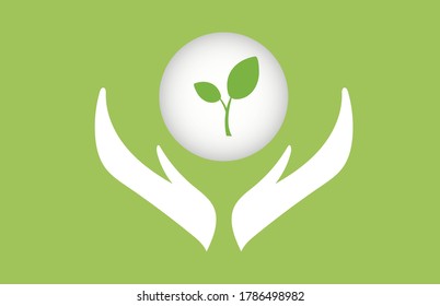 Ilustración vectorial plana de la planta de cobertura manual. Salvemos el concepto de planeta y naturaleza.