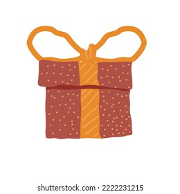 flat vector illustration. hand drawing gift box in warm pastel color tone on white background