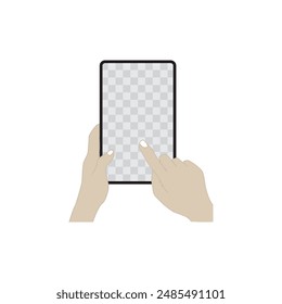 flat vector illustration.
hand holding an empty tablet or medium tray.