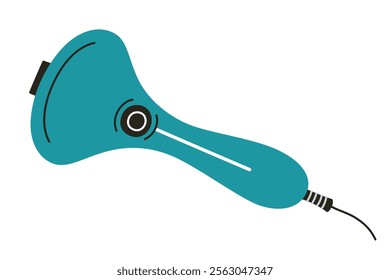 Flat vector illustration of handheld garment steamer. Modern home appliance for laundry and fabric care. Cartoon doodle design with ergonomic shape, ideal for cleaning themes, isolated colored clipart