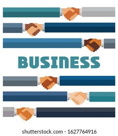 Ilustración vectorial plana del apretón de manos. Concepto de fondo de negocios modernos.