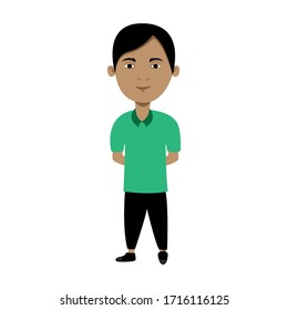 Ilustración vectorial plana de un chico guapo de piel blanca. Caricatura.