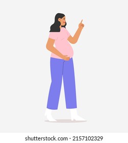 Flat vector illustration with happy female planning a pregnancy. Concept of childbirth.