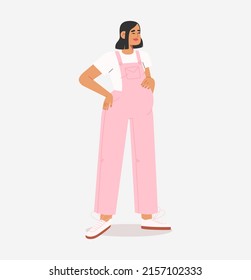 Flat vector illustration with happy female planning a pregnancy. Concept of childbirth.